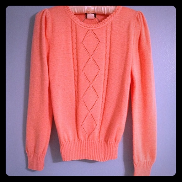 Vintage Sweaters - Sweet Vintage  Peach Sweater S Small Jolie